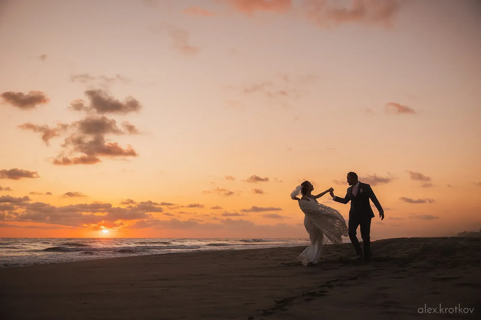 Maried couple on a sunset