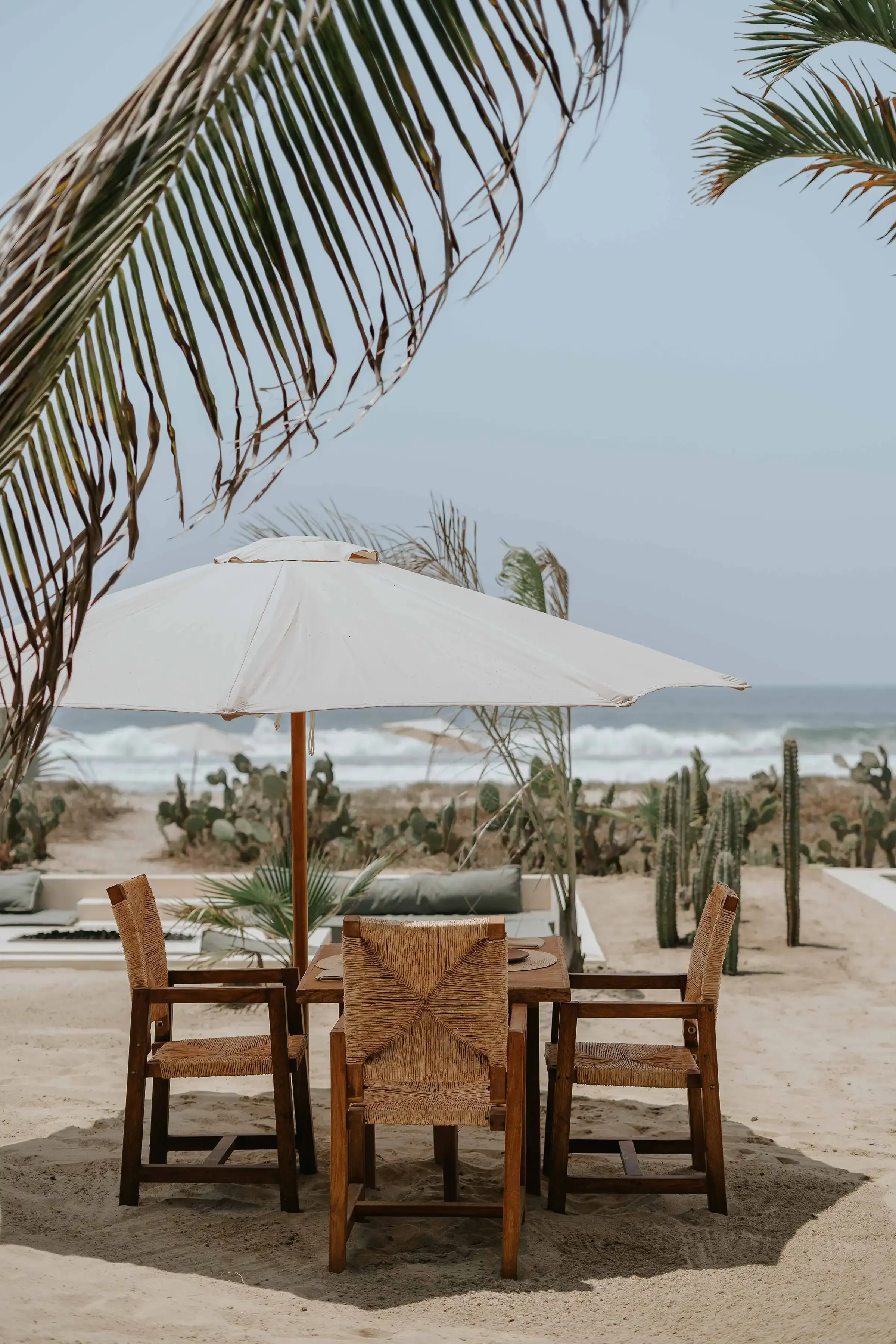 Table in front of the beach
