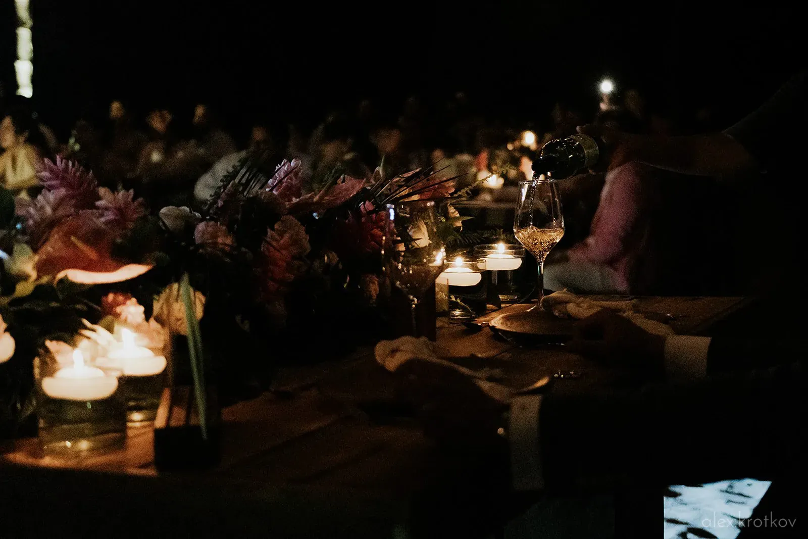 Table with flower in the dark